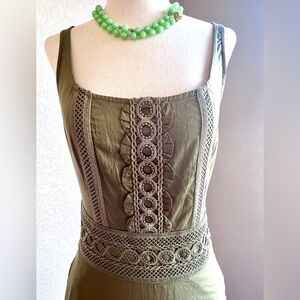 J Crew Olive Green A Line Maxi Dress NWT Size XS TALL